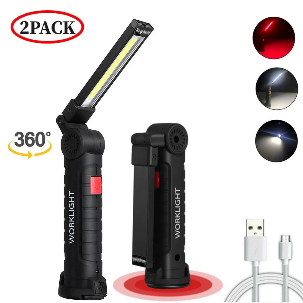 Перезаряжаемый от USB фонарь для автомобиля магнитный с 5 режимами ручной