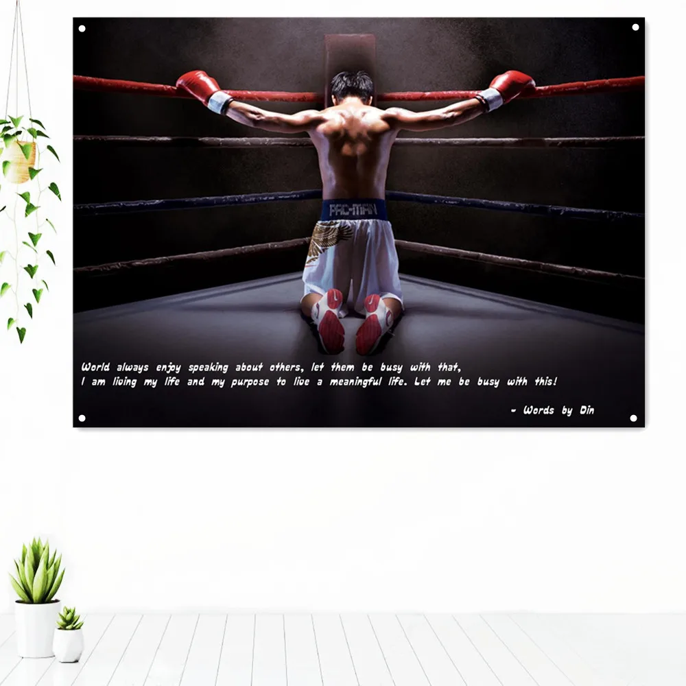 

Boxing Ring Wallpaper Kickboxing Tapestry Workout Inspirational Poster Wall Art Vintage Decorative Banner Banner Flag Gym Decor