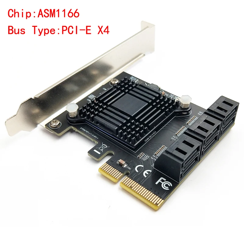 Плата расширения PCI-Express, 6 портов, SATA 3,0, 6 Гбит/с