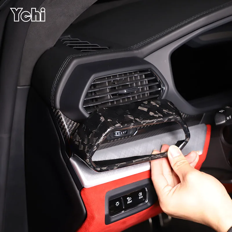 

Real Carbon Fiber Car Dashboard Side air conditioner Air Outlet Frame Cover Trim For Lamborghini URUS 2018-2021 Car Accessories