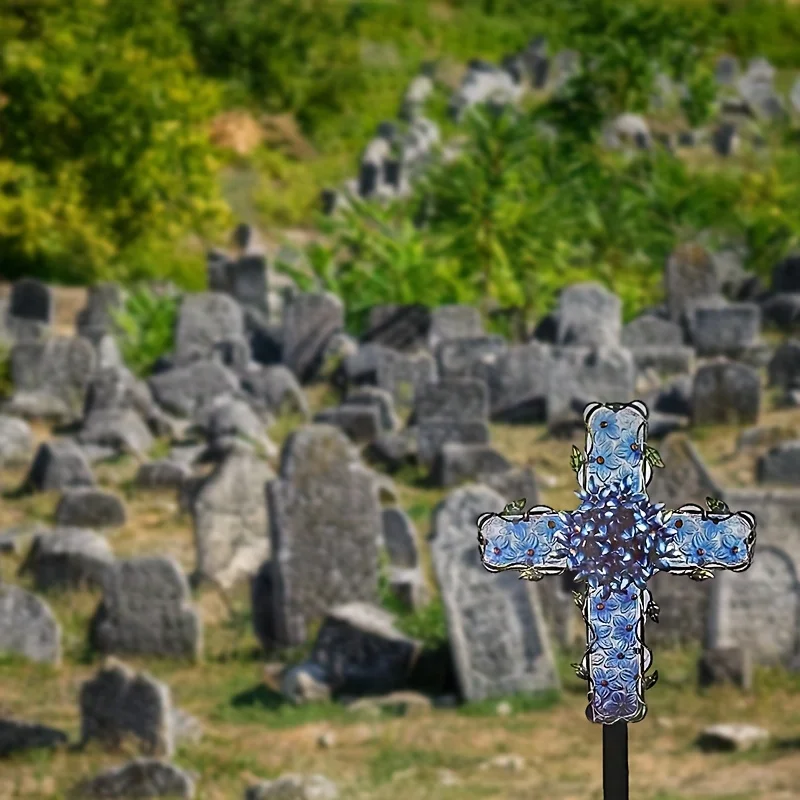 Крест садовый уличный декор синяя гортензия декоративное уличное искусство