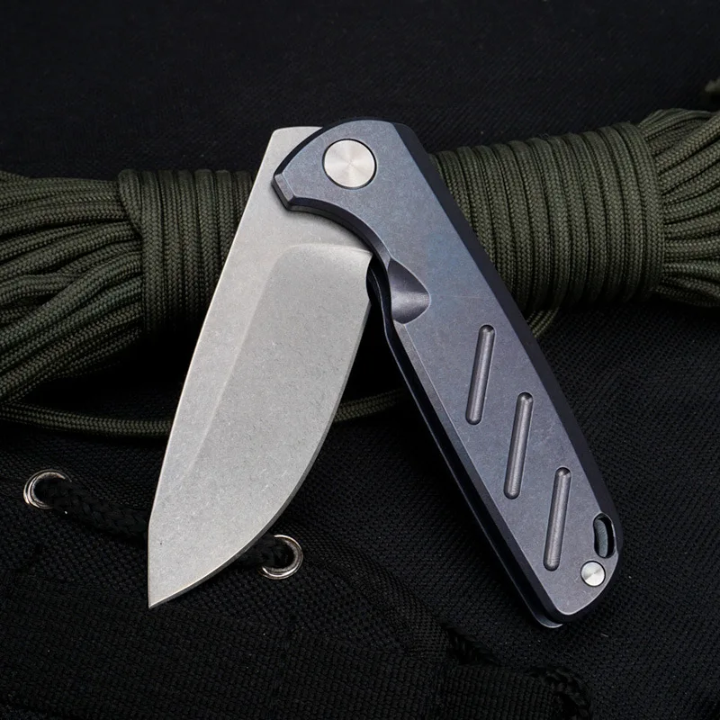 High Quality D2 Blade Titanium Alloy Tactical Folding Knife Outdoor Wilderness Survival Safety Pocket Military Knives EDC Tool enlarge