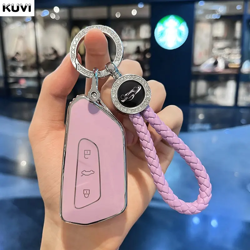 

Чехол-брелок Для Ключей Из ТПУ Для Volkswagen VW Golf 8 MK8 ID-4 ID-6 Skoda Octavia A8 Seat Leon FR MK4 Cupra-автомобильный Ч...