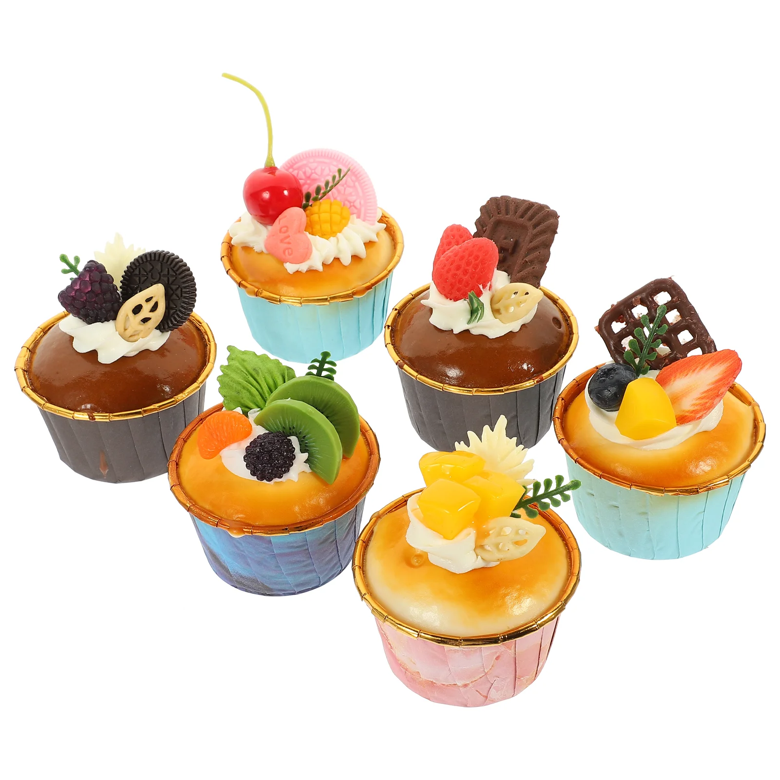 

6 Pcs Simulated Food Cake Models Faux Cupcake Decoration Home Goods Photo Props Tabletop Delicate Artificial Simulation Decors