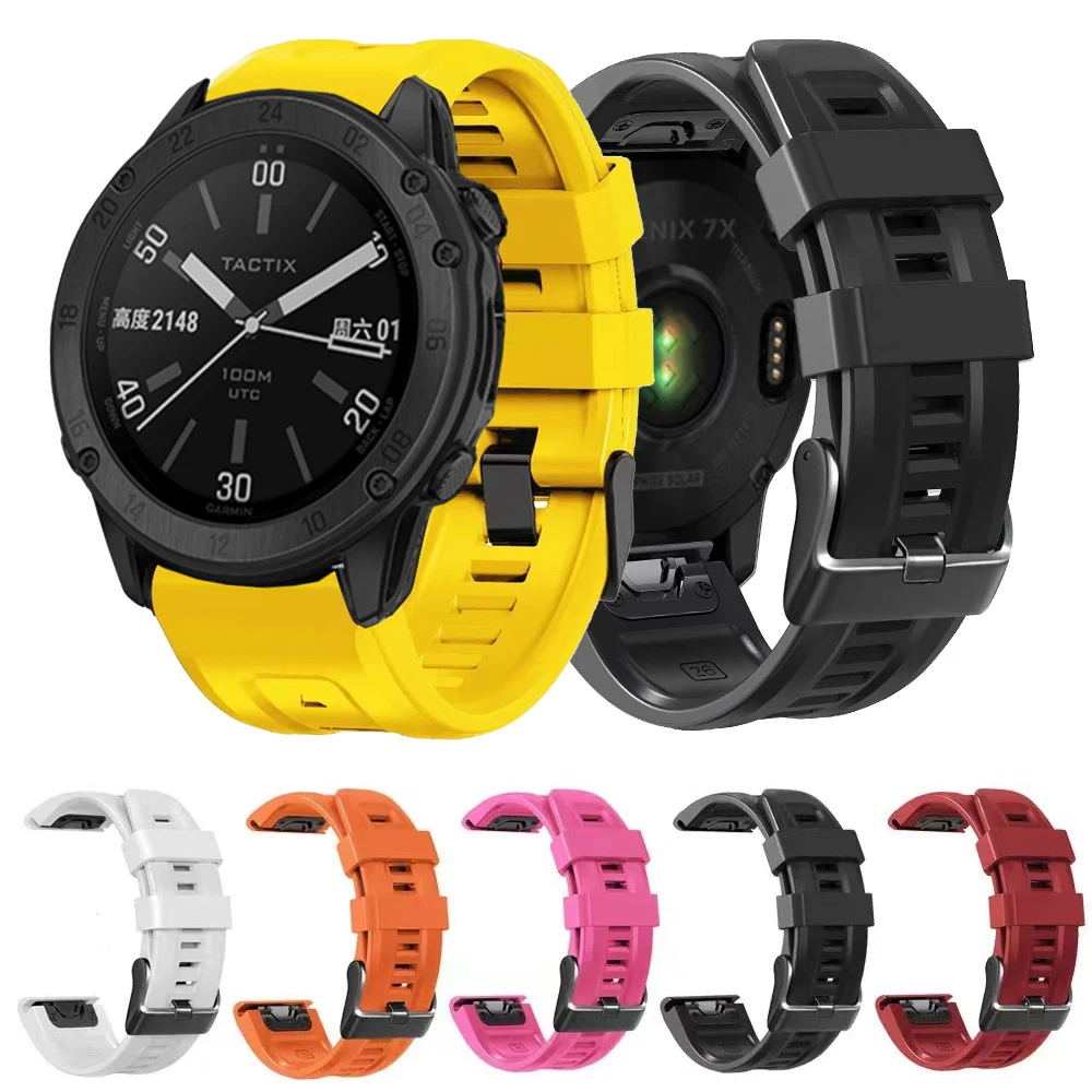 Браслет силиконовый для смарт-часов Garmin быстросъемный ремешок 26 мм Fenix 7X 6X Pro 5X Plus
