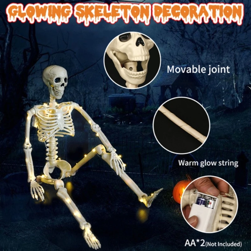 2024 Новое реалистичное украшение из костей скелета кладбища со светящимся