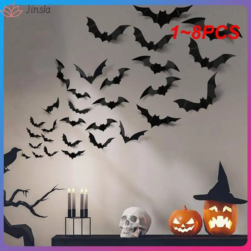 

1~8PCS Mystery Scene Layout Stickers Unique Bat Sticker Wall Self-paste Eye-catching Weird 3d Wall Stickers Best Selling