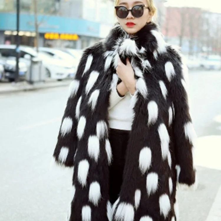 

2022 Women Winter New Faux Fox Fur Coat Lady Casual Snow Leopard Print Pelts Jacket Female Thick Warm Mid Long Plush Outerwear