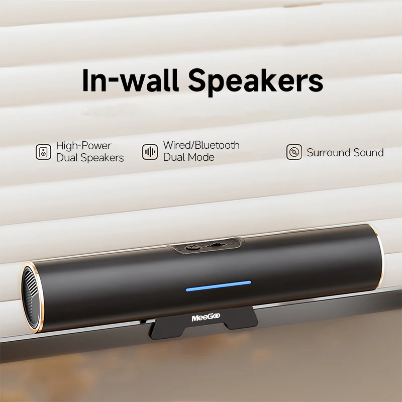 Фото Портативная Bluetooth-колонка MeeGoo с креплением, стереозвук 2*3 Вт, Bluetooth 5.3 и двойной режим работы USB/Type-C, крепление на стол/монитор, с регулировкой громкости №5