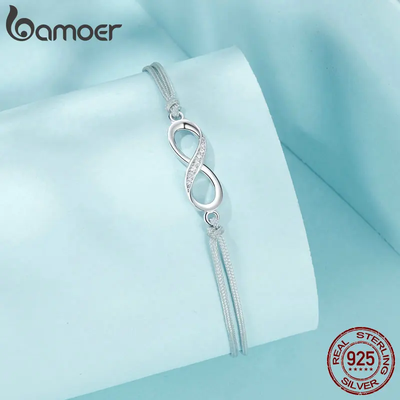 Bamoer 100% стерлингового серебра 925 пробы браслет Бесконечная любовь оригинальный