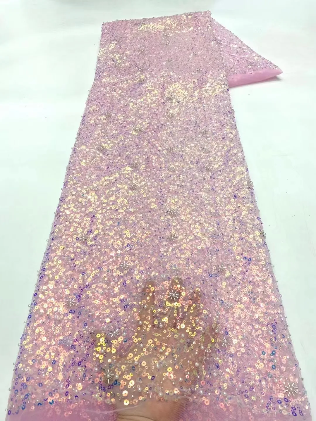 Лучшая цена нигерийская сетчатая кружевная ткань зеленые блестки кружевные