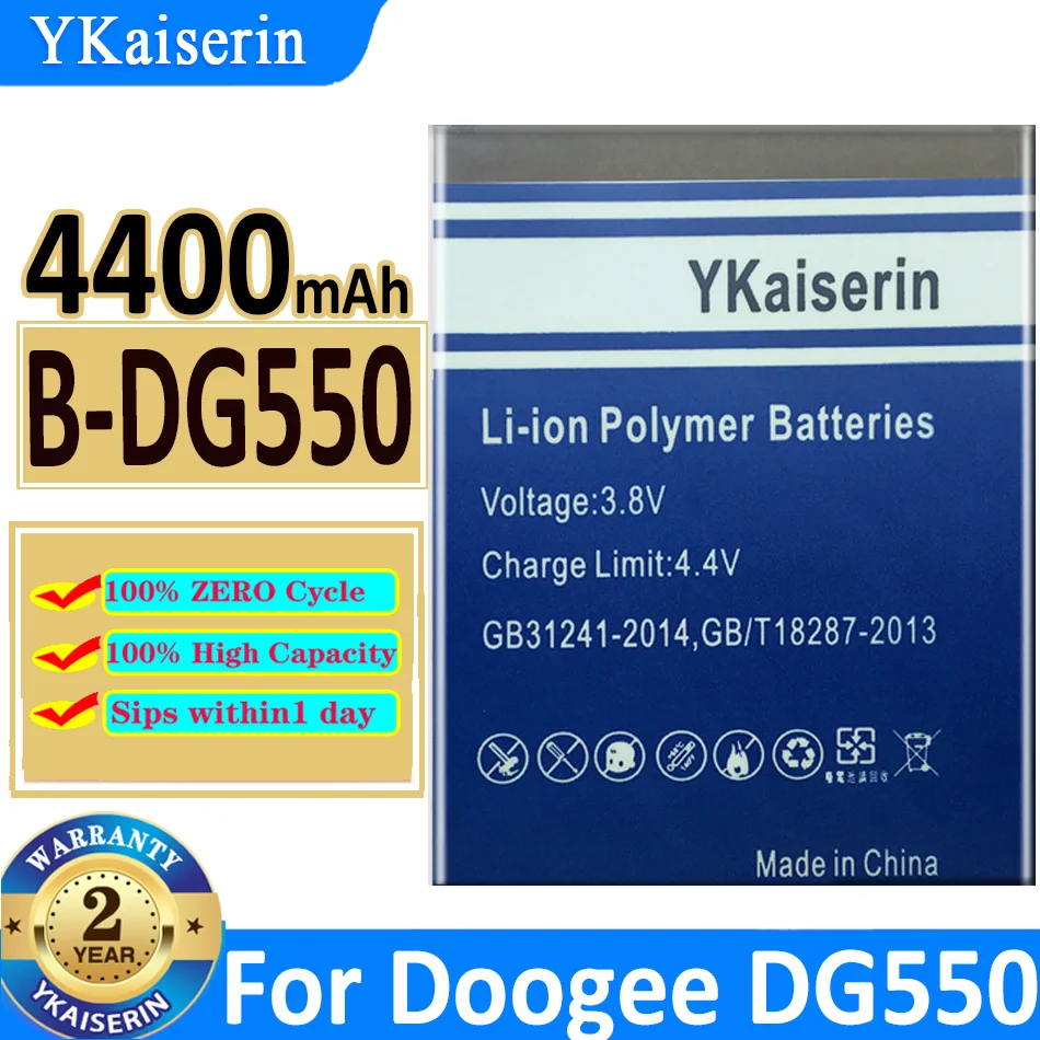 

YKaiserin Battery High Quality Mobile Phone Battery BDG550 4400mAh For DOOGEE DG550 Dagger 550 B-DG550 Batteries + Track Code