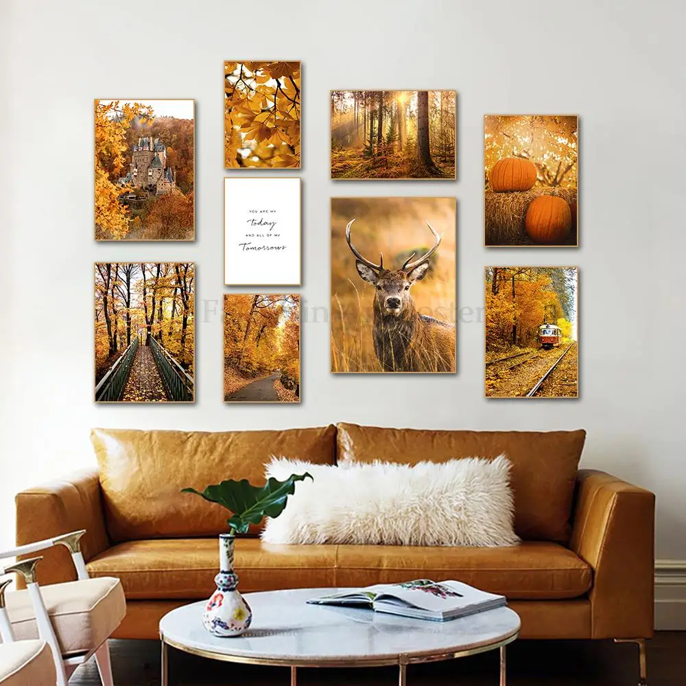 

Modern Beautiful Autumn Landscape Canvas Interior Paintings Prints Animal Aesthetic Wall Art Poster Pictures Room Decoration