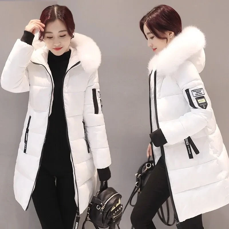 Down Cotton Coat Womens 2022 New Korean Self-cultivation All-match Padded Jacket Women Hooded Fur Collar Thick Large Size Parka