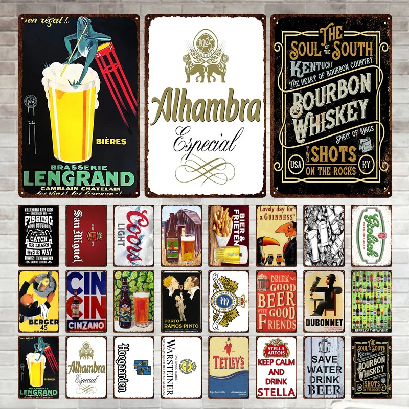 

Vintage Whiskey Metal Signs Lengrand Beer Metal Sign Tin Retro Plaque Billboard Home Wall Decor Bar Pub Club Shop Iron Painting
