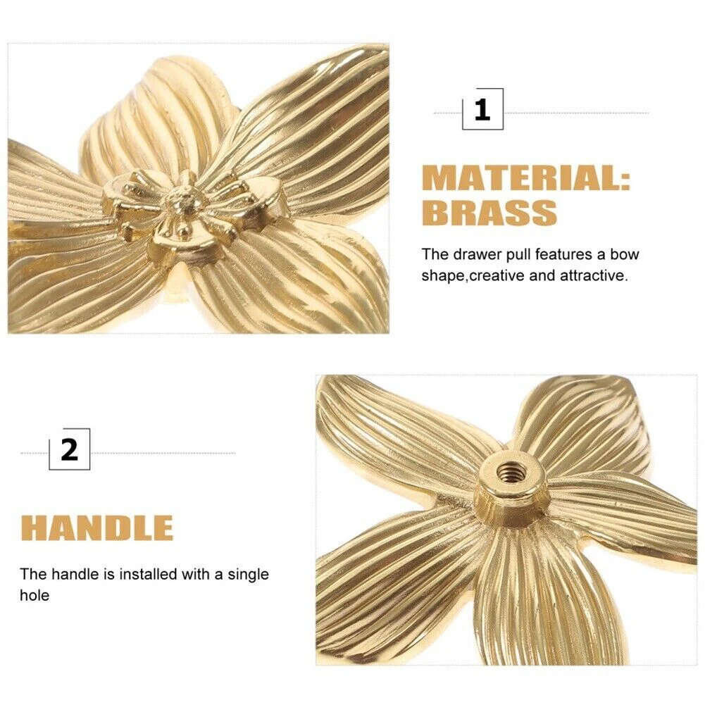1 шт. твердая латунная ручка для ящика в форме цветка золотые ручки дверей шкафа с