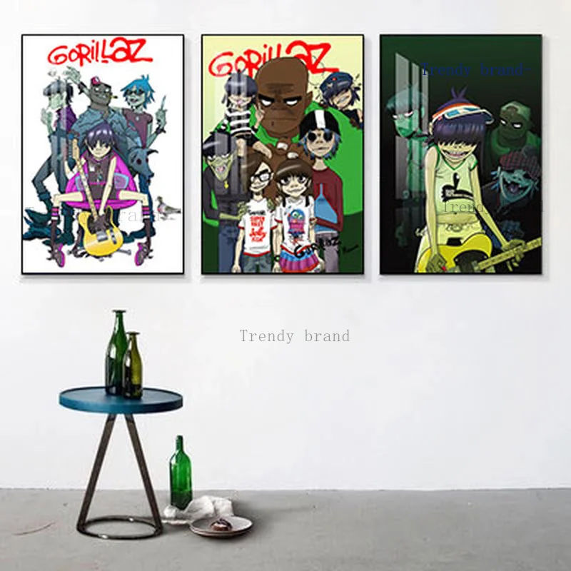 

Gorillaz Posters Fabric Anime Canvas Painting Art Nordic Posters and Prints Wall Pictures for Living Room Decoration Frameless