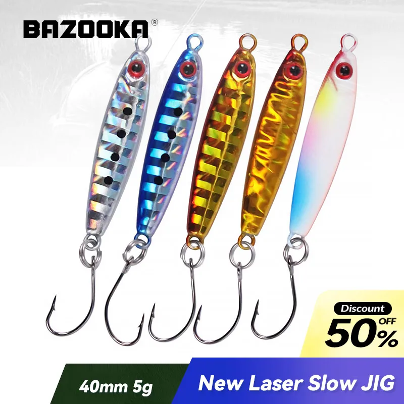 

Bazooka Slow Jig Fishing Lure Jigging Bait Spoon Hard Lead Metal Sinking Jighead Boat Bass Trolling Saltwater Pike Shore Winter