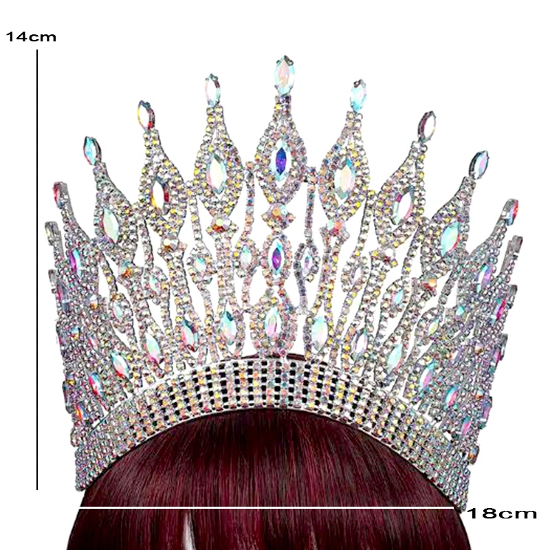 Levery Big European Bride Wedding Crown gorgeous Crystal Large Round Queen Crown Wedding Hair Accessories