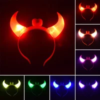 Funny LED Devil Horn Light Up Headband Hair Hoops Flashing Horn Children Adults Halloween & Christmas Party Decor