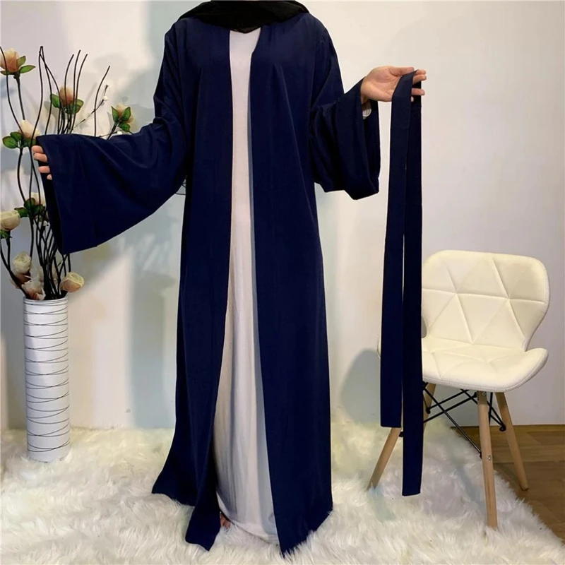 Women's Jalabiyat For Eid Jilbabs For Women with Pocket Dubai Turkey Abaya Women Long Sleeve Muslim Kaftan Dresses Cardigan Robe