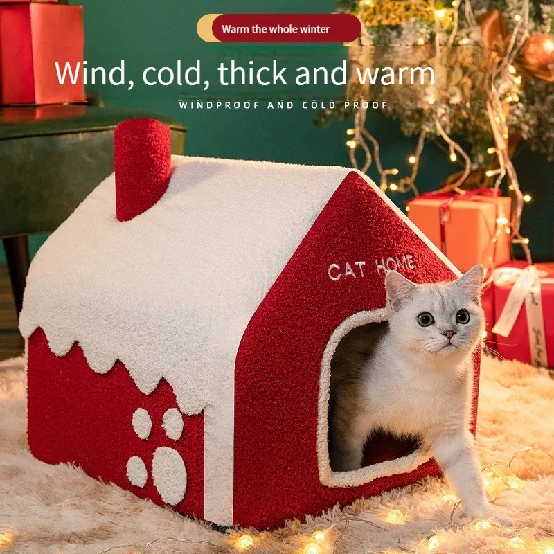 

M Cat Nest In Winter Warm Four Seasons General House Type Bed House Villa Closed Kennel Pet Cat Supplies