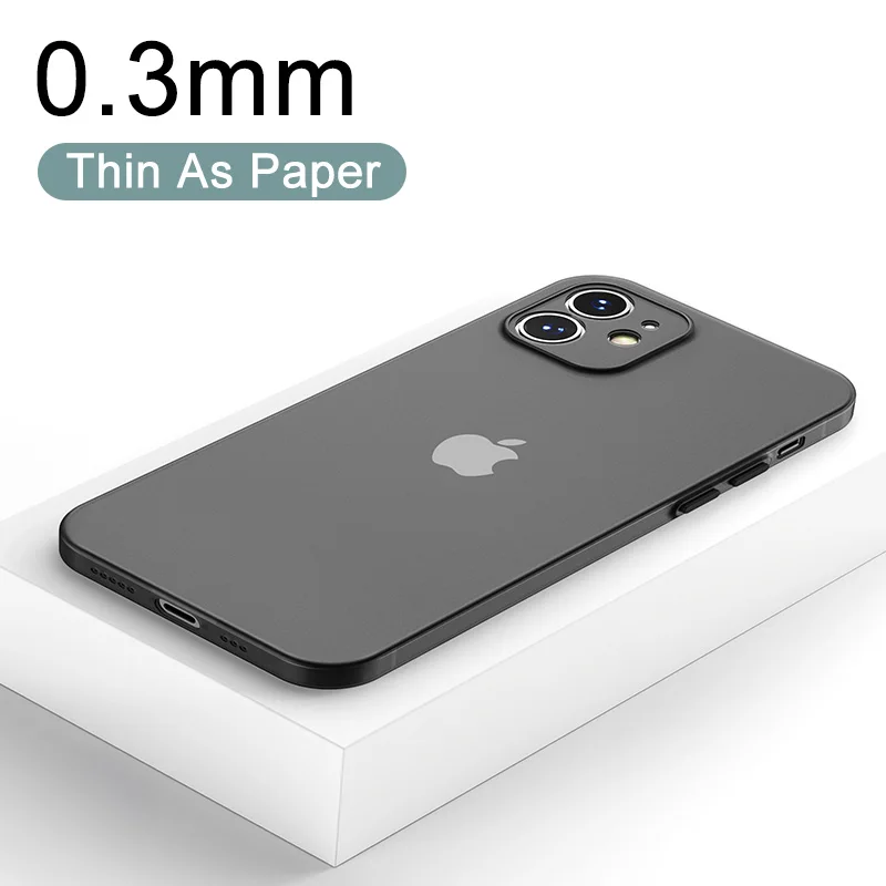 

0.3mm Ultra Thin Matte Phone Case For iPhone 11 12 Pro Xs Max X Xr Se 2020 7 8 Plus Transparent Hard Back Case Cover Slim Fundas