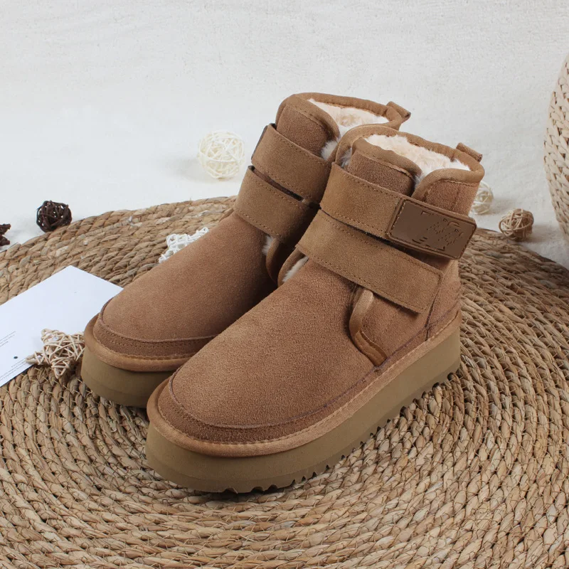 Thick-Sole Old Cotton Shoes Leather Warm And Thick Sole Women's Cotton Shoes Snow Boots Magic