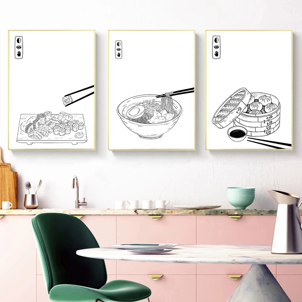 

Canvas Painting Home Decor Japanese Food Modular Dumplings Picture Modern Print Kitchen Poster For Living Room Wall Art No Frame
