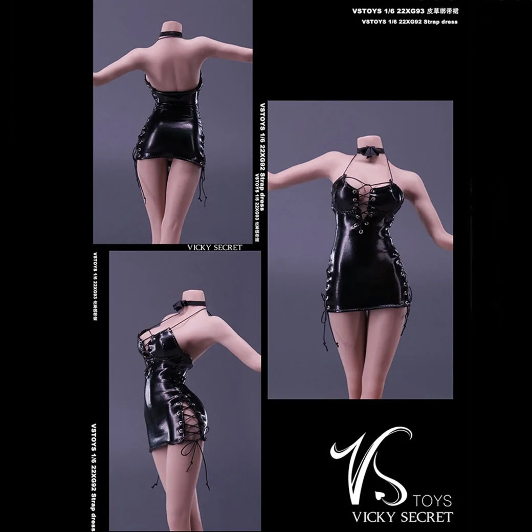 

VSTOYS 22XG93 1/6 Scale Soldier Black Lace-up Low Cut Strap Dress Clothes Model Accessories fit 12 inch Action Figure Body Doll