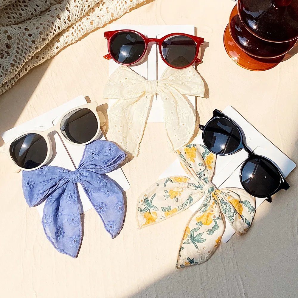 

2Pcs/Set Sweet Flower Print Cotton Bows Hair Clips For Kids Girls Cute Sunglasses Cool Kids Fashion Headwear Hair Accessories