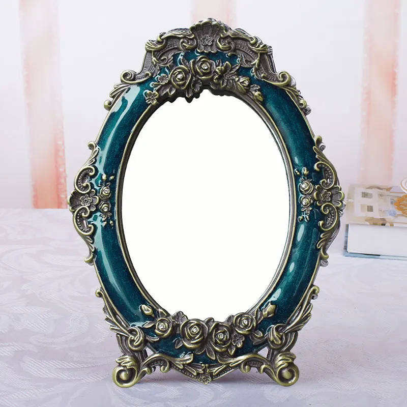 

Standing Desk Vintage Round Makeup Mirror Cosmetic Luxury Table Bathroom Mirror Room Decor Home Comfort Espelho Cosmetic Mirror