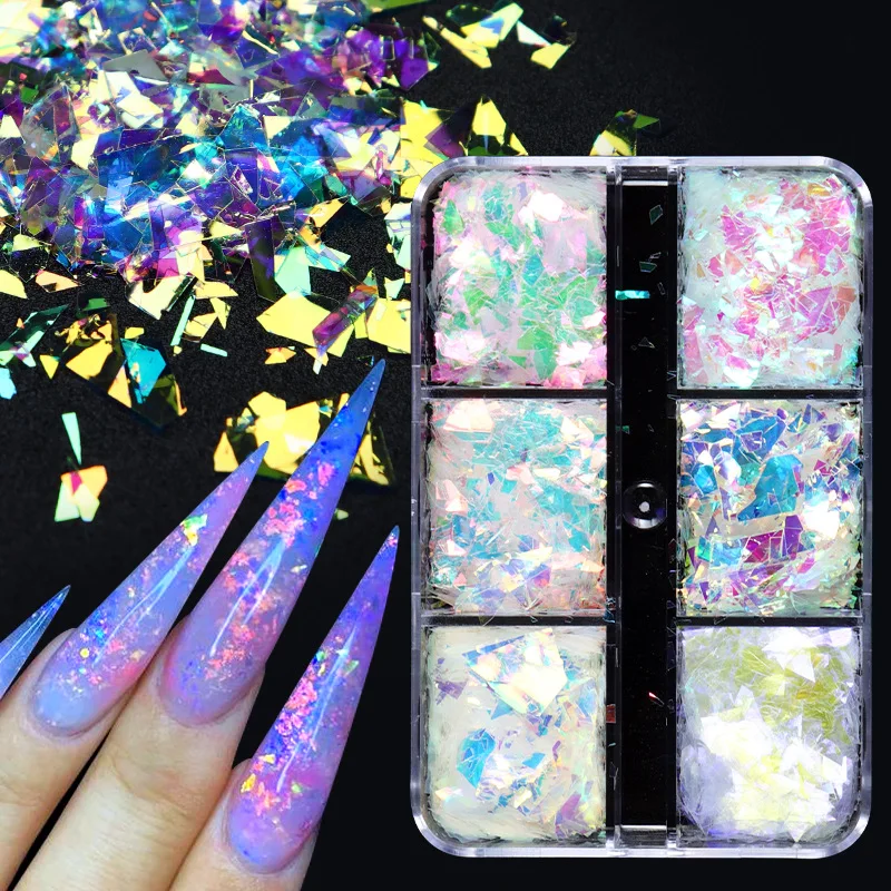 

Nail Foils Irregular Flake Glitter Sequin Holographic Laser Nail Decor Manicure Mermaid Color Mirror Iridescent Nail Art