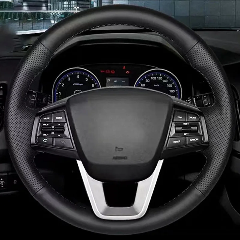 

Пользовательский чехол на руль автомобиля из натуральной кожи для Hyundai ix25 Creta 2014-2018, автомобильный чехол на руль, автомобильный аксессуар