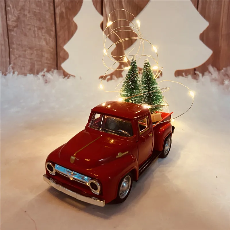 

Christmas Ornaments Pickup Alloy Car Toy High Imitation Car Miniature Car Model Toy Boy Gift Christmas Decorations for Home Xmas