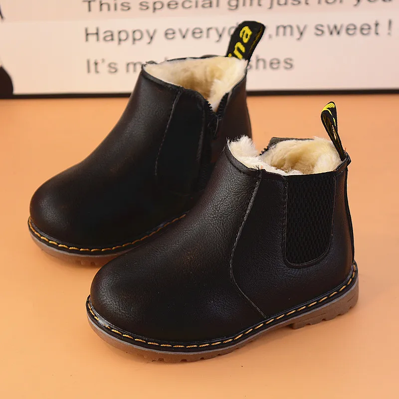 Toddler Girls Warm Boots Girls Winter Snow Boots 1-6 Years Kids Snow Boots Children Soft Bottom Shoes England Short Boots enlarge