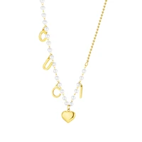 niche design love titanium steel pendant cold wind pearl splice chain letter necklace women