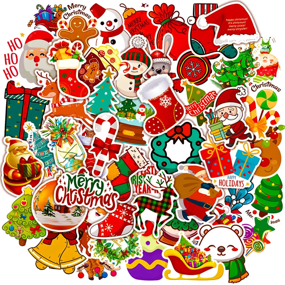 

10/30/50PCS New DIY Christmas Stickers Cartoon Creative Anime iPad Computer Desk Car Guitar Bed Decoration Waterproof Wholesale