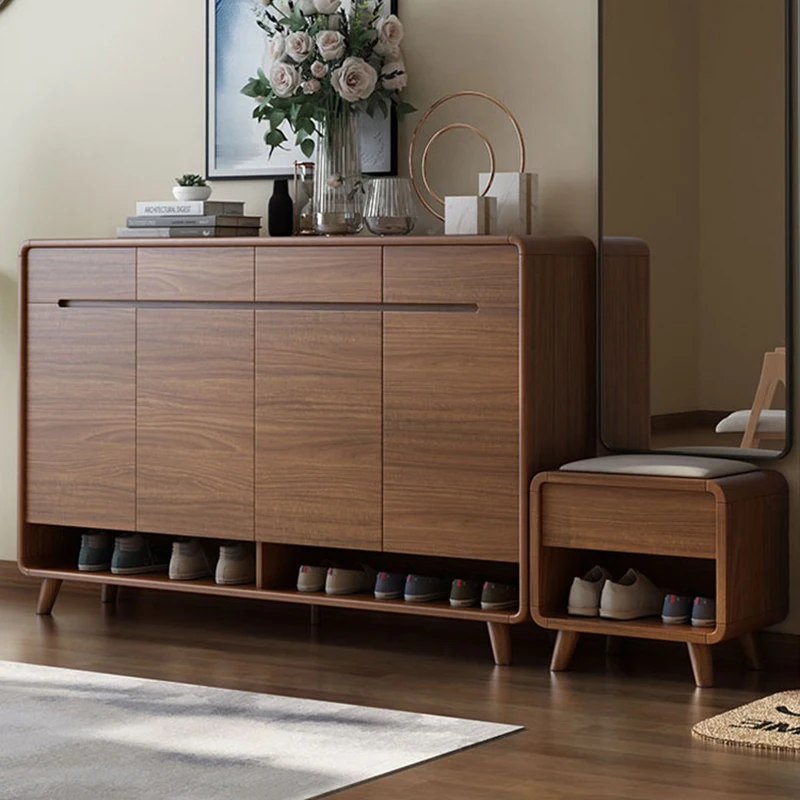 

Modern Wooden Shoe Cabinets Spaace Saaving Design Entrance Vertical Shoe Cabinets Household Dust Proof Zapateros Home Furniture
