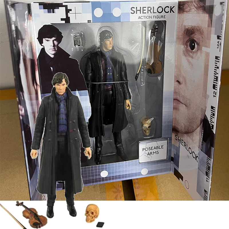 

221B Holmes Detective Sherlock Action Figure Toys Benedict Cumberbatch with Phone Collection Model Birthday Gift Doll