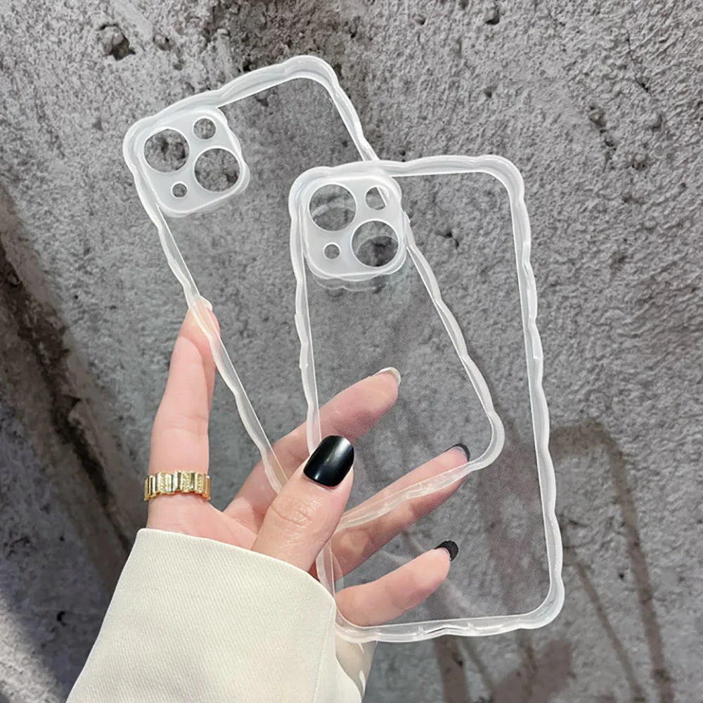 

Clear Curly Wave Phone Case For iPhone 11 Case iPhone 13 11 12 Pro Max Mini XR 8 7 6 Plus SE 20 X XS Max Cover Shockproof Funda
