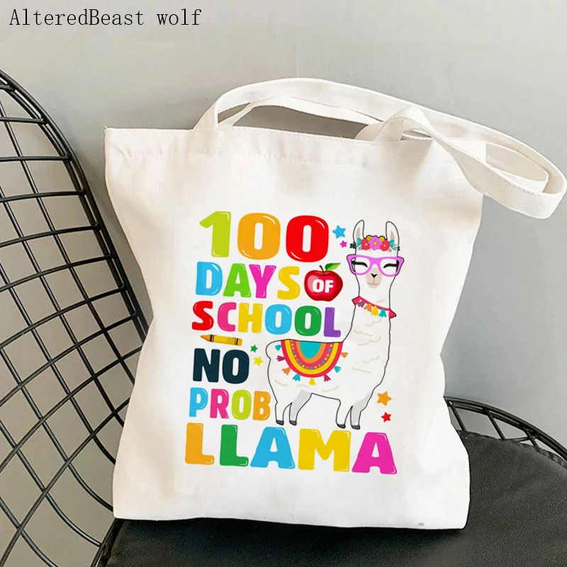 

Teacher supplies Shopper bag no problem Llama day Bag Harajuku Shopping Canvas Shopper Bag girl Tote Shoulder Lady gift Bag