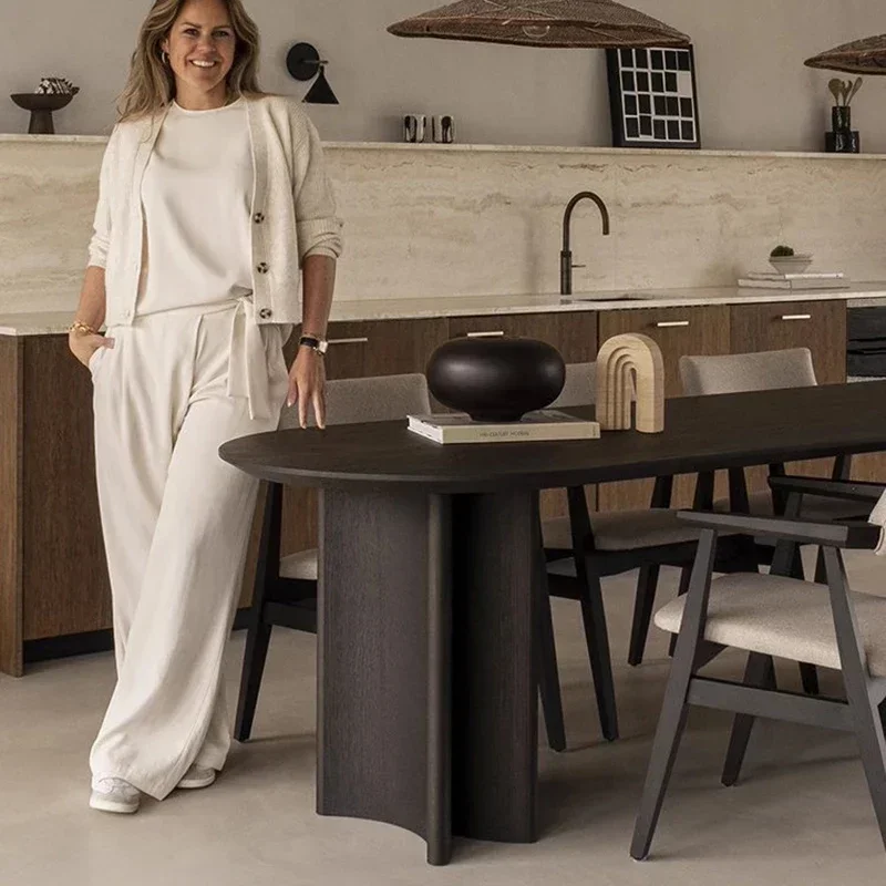 Современный овальный обеденный стол из каучукового дерева Tavoli Da Pranzo