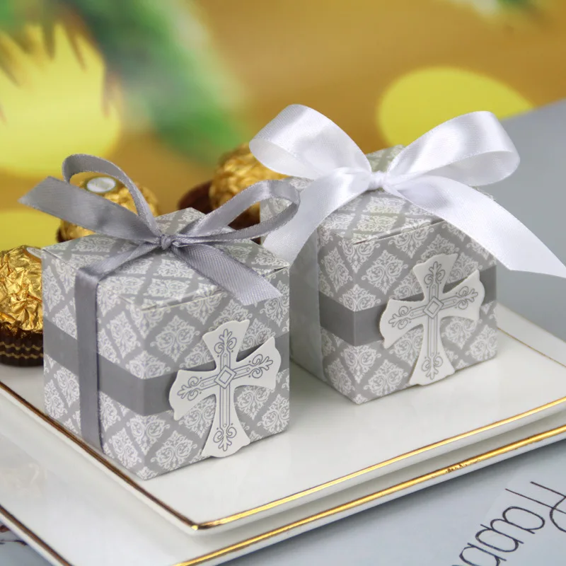 

Крест, Свадебная коробка для конфет, искусственные подарочные коробки с лентой, искусственное украшение, свадебные подарки для гостей, сувениры