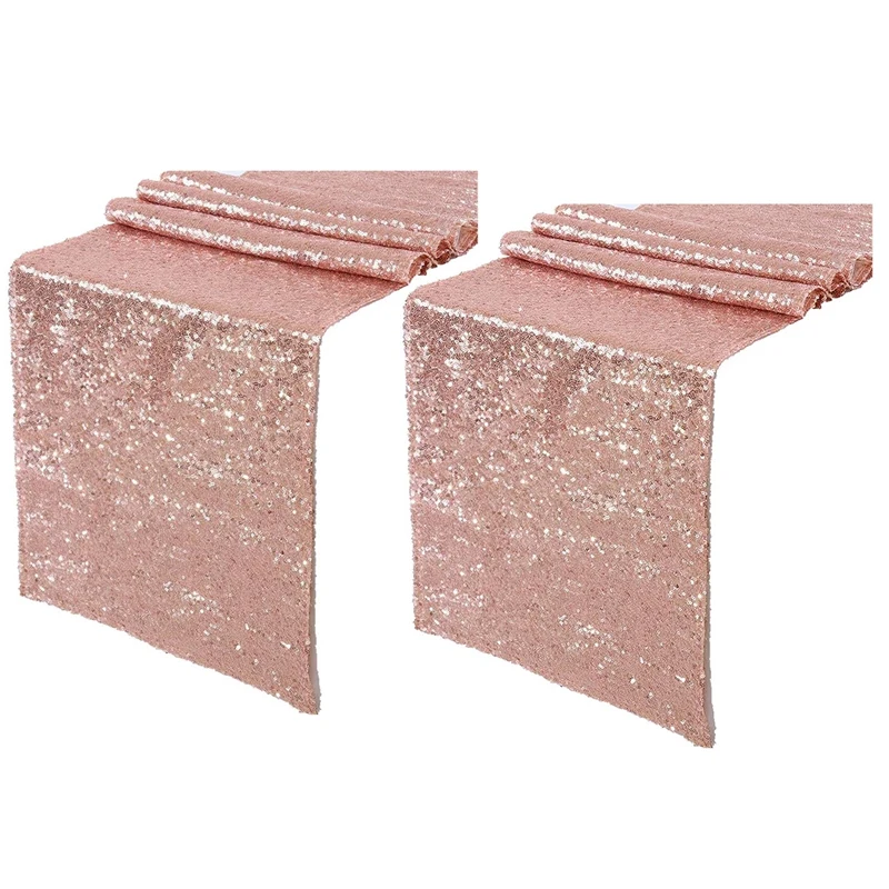 

2x блестящие розовые золотые блестящие скатерти 12x71 дюйма/12x108 дюймов мерцающий стол