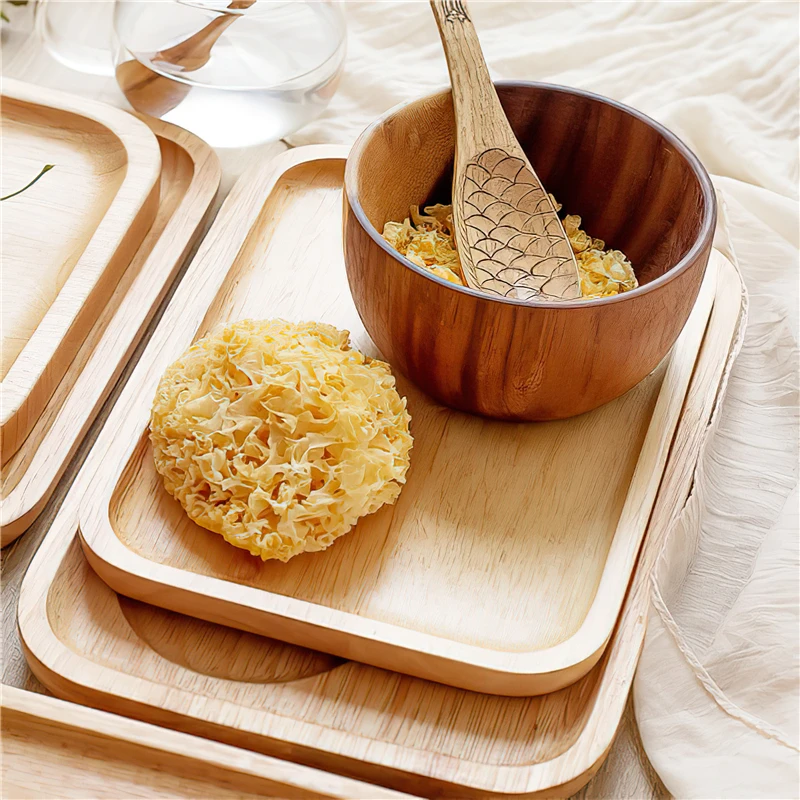 

Solid Wood Pallet Japanese Wooden Rectangular Tray Square Storage Tray Eco-friendly Tableware Snack Dried Fruit Bread Plate