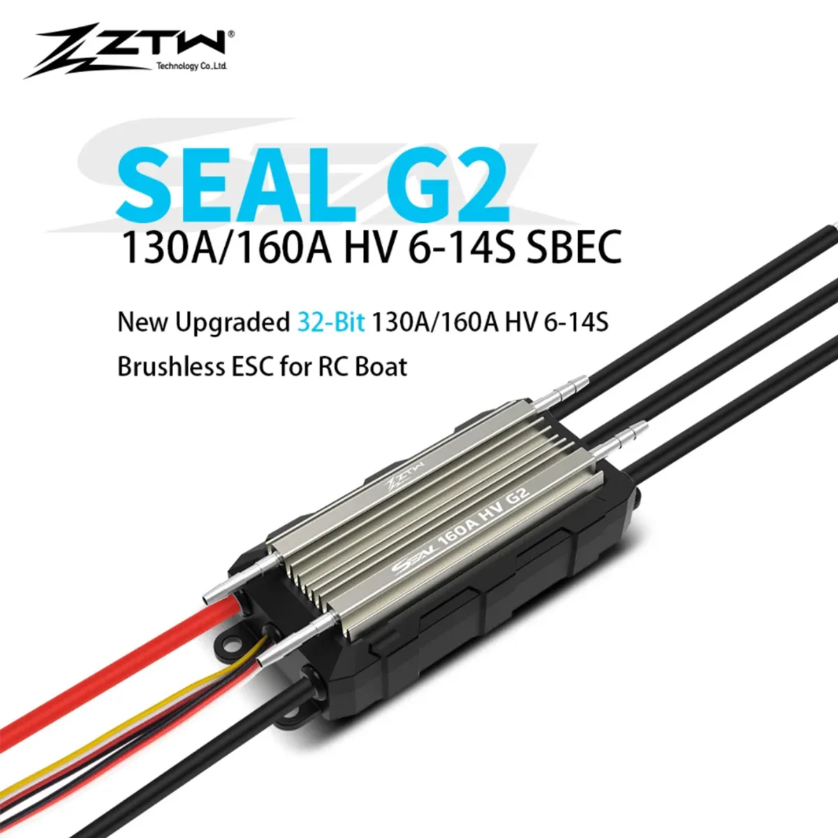 32-битное уплотнение ZTW G2 130A/160A ESC HV 6-14S SBEC 6/7.4/8.4V 10A водонепроницаемый контроль скорости для RC лодки, серфинга, подводного Thruster