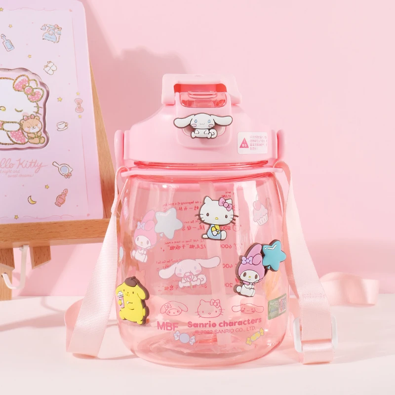 Kawaii Sanrioed MyMelody Kuromi Cinnamoroll мультяшная большая чашка для живота соломенная