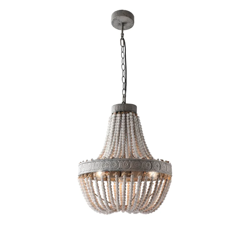 

Art Led Chandelier Pendant Lamp Ceiling Light Retro Loft Round Wooden Beads Vintage Rustic Hanging Bedroom Kitchen Indoor Decor