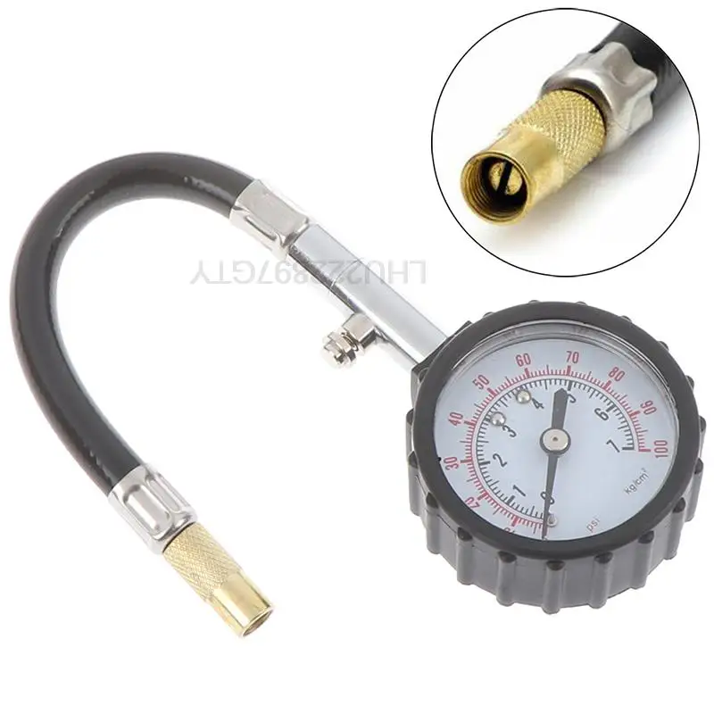 

Auto car truck motor tyre tire air pressure gauge dial meter tester 0-100psi